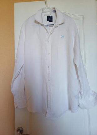 Сорочка чоловіча 100% льон білий колір від crew clothing company