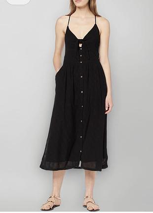 Сукня міді бавовна superdry black jayde tie front midi dress