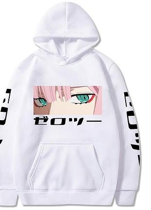 Худи аниме «darling in the franxx, zero two» 14 зима, белый