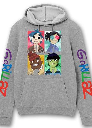 Худи gorillaz (горилаз) 1 весна/осень, серый, m