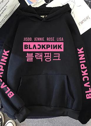 Худи "blackpink" 2 зима, черный, xs