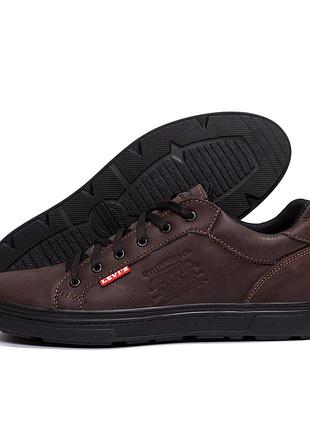 Мужские кожаные кроссовки lv brown