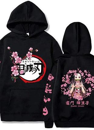 Худи аниме «клинок, рассекающий демонов» незуко 3 зима, черный, xs