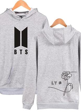 Худі з принтом "bts" бтс 5 сіре, зима, 3xl