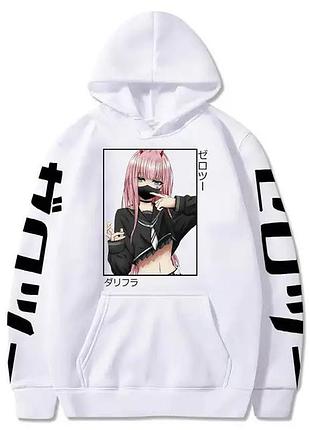 Худі аніме «darling in the franxx, zero two» 11 весна/осінь, білий