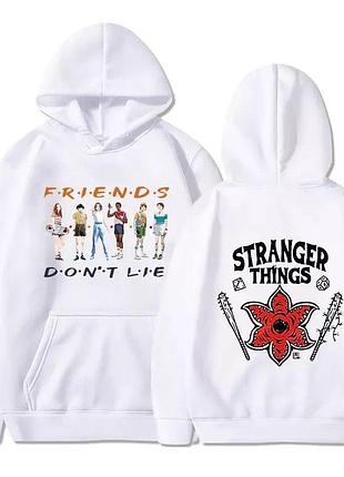 Худи с принтом "stranger things" весна/осень, белый