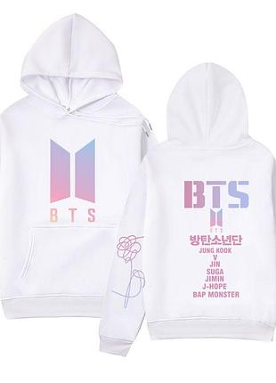 Худі з принтом "bts" бтс 6 біле, зима, 2xl