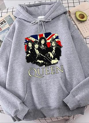Худи с принтом "rock. queen" 3 серый, весна/осень, l