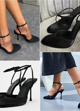 Сатиновые туфли/босоножки zara.