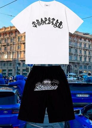 Летний набор trapstar шорты и футболка мужской комплект футболка + шорты 2в1