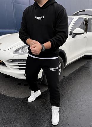 Чорний чоловічий спортивний костюм база костюм кофта з капюшоном та штани чоловічий чорний на веснувмв