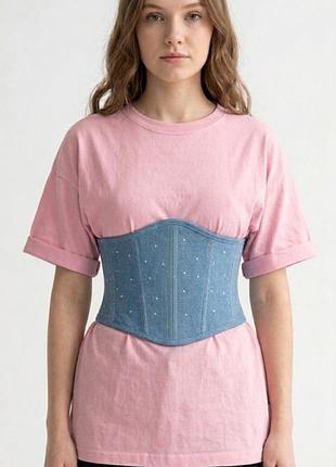 Джинсовий корсет з камінчиками s-xl