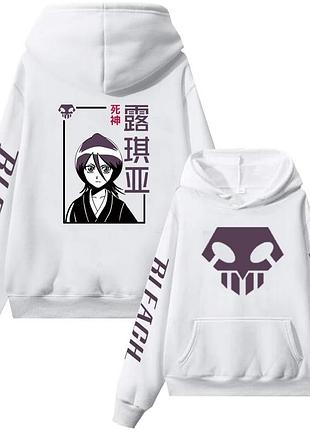 Худи с аниме принтом "bleach" блич 10 зима, белый, xl