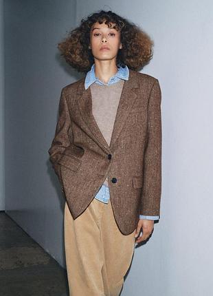 Блейзер из шерсти в елочку zara
