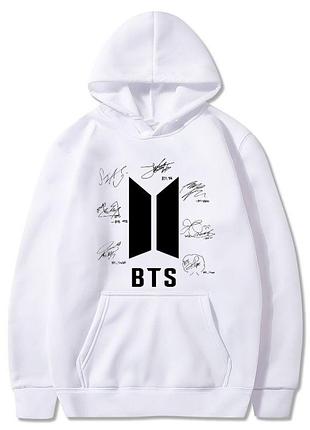 Худи с принтом "bts" бтс 1 белый, весна/осень, s