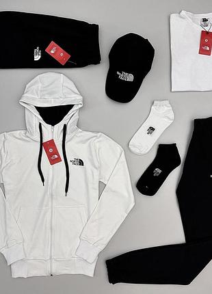 Чоловічий комплект the north face 5в1 спортивний костюм + футболка з шортами + кепка, набір зе норс вейс 5в1 на весну