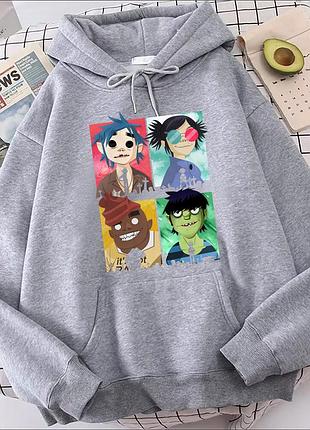 Худі gorillaz (горилаз) 5 весна/осінь, сірий, m