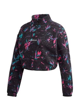 Флис кроп adidas originals half zip sweater cropped fleece multicolor floral print size xs-s