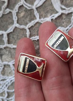 Винтажные запонки guinness (гинс), эмаль, 1960-70-ые годы