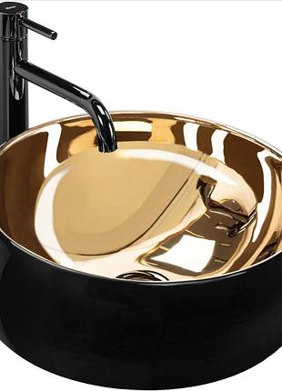 Умывальник (раковина) rea luna black matt gold накладной *