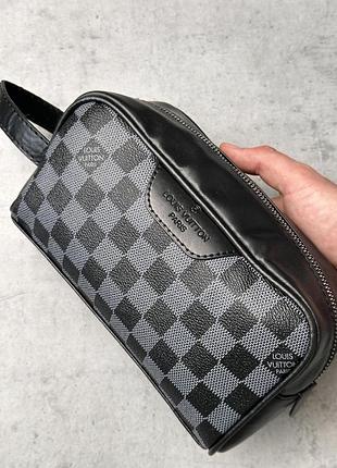 Клатч louis vuitton чорна з сірим клітка #