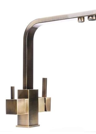 Смеситель для кухни под осмос globus lux lazer gllr-0111-9-bronze