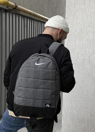 Рюкзак матрас серый меланж nike (белое лого) #