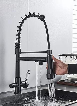 Смеситель для кухни с подключением фильтрованной воды futura 2698-56drt black черный матовый