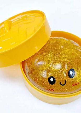 Секретний золотий сквіш антистрес хінкалі у пароварці, squishy dumpling stress ball, пельмень,1 шт