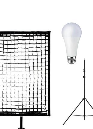 Комплект постійного світла: софтбокс із сотами 50×70 см, led лампа lemanso 25w (25 вт), штатив