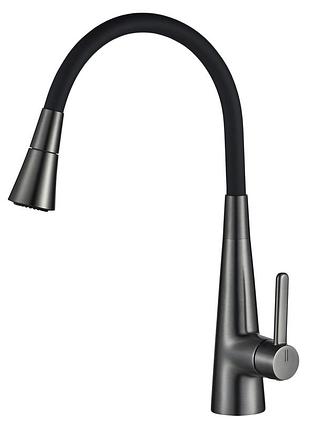 Змішувач для кухні globus lux lazer pro glpr-203sm-gpлатунь графіт,гофровилив чорний з душ.насадкою