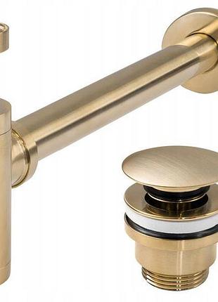 Сифон для раковини rea brushed gold універсальний + click-clack