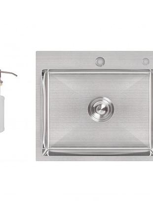 Мийка для кухні інтегрована lidz handmade h5045 (ldh5045bru35383) brushed steel 3,0/1,0 мм
