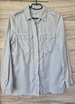 Джинсова сорочка zara premium denim 100% ліоцелл з перламутровими ґудзиками розмір m
