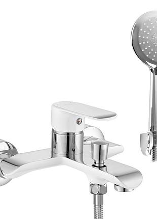 Змішувач для ванни та душу rea bloom white chrome настінний з виливом *