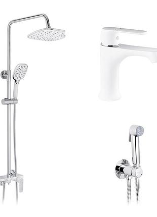 Набор 3 в 1 душова система kroner armada-w063 + змішувач armada-w010 + змішувач bidet-c082