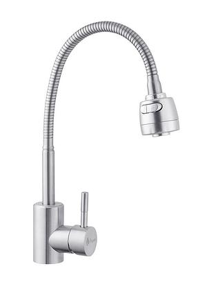 Змішувач для кухні з гнучким виливом agua acero - inox035-2