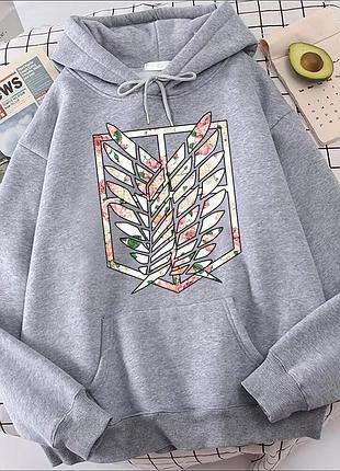Худі "атака титанів 6" сіре, весна/осінь, 2xl