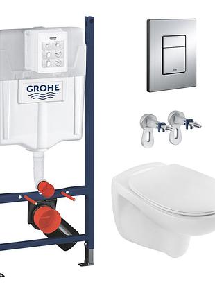 Комплект 4 в 1: інсталяція grohe solido 3 в 1 3884966q + унітаз безобідковий kroner oker whi533536 rimless з