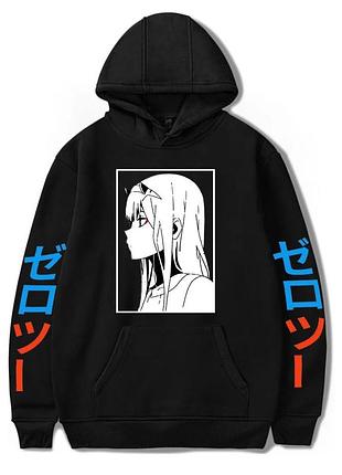 Худі аніме «darling in the franxx, zero two» 19 зима, чорний