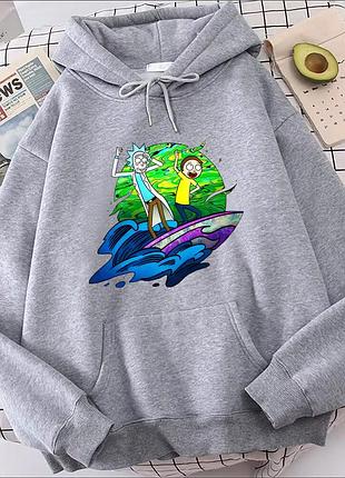 Худи "rick and morty" 2 xs, зима, серый
