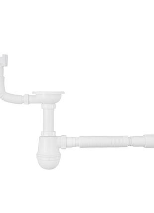 Сифон для кухонної мийки agua ks02 3 1/2"х40/50 мм з різьбовим випуском, з квадратним переливом