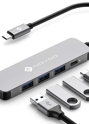 Многофункциональный usb-c хаб novoo rm11 11 в 1 aluminum multiport hub (dual hdmi 4k, vga, lan ethernet, pd 100w, sd/tf, 4xusb)