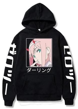 Худи аниме «darling in the franxx, zero two» 4 зима, черный