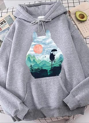 Худи аниме "унесённые призраками" тоторо 7 серый, весна/осень, 2xl