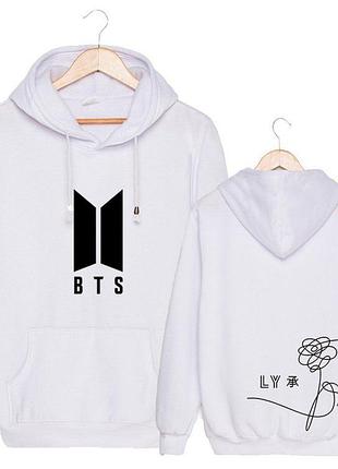 Худі з принтом "bts" бтс 5 біле, зима, m