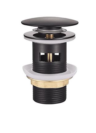 Донный клапан для умывальника с переливом champion pop-up-01 black 1 1/4'' (кнопка) (ch0365)