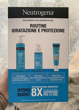 Neutrogena неутрожена neutrogena набор очищающий гель для лица, увлажняющая сыворотка для лица и флюид с spf 50