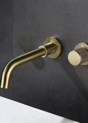 Змішувач для умивальника вбудований futura milan brushed gold матовое золото