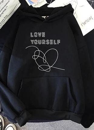 Худи с принтом "bts" бтс 2 черный, весна/осень, xl